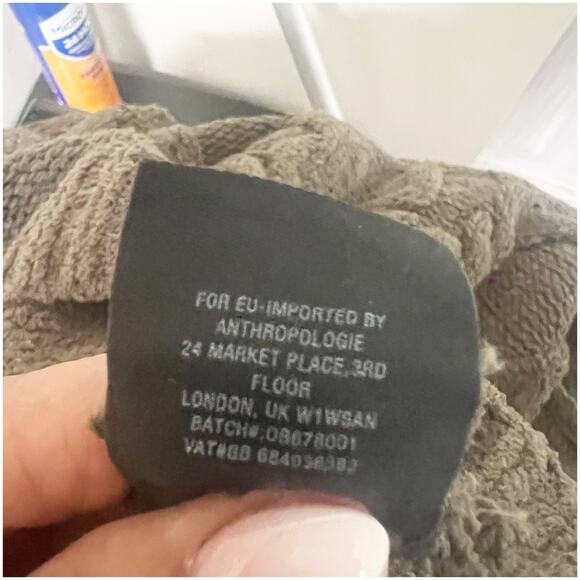 Anthropologie Sleeping On Snow Cable Knit Sweater Dolman Sleeve Olive Green Med - Picture 6 of 11